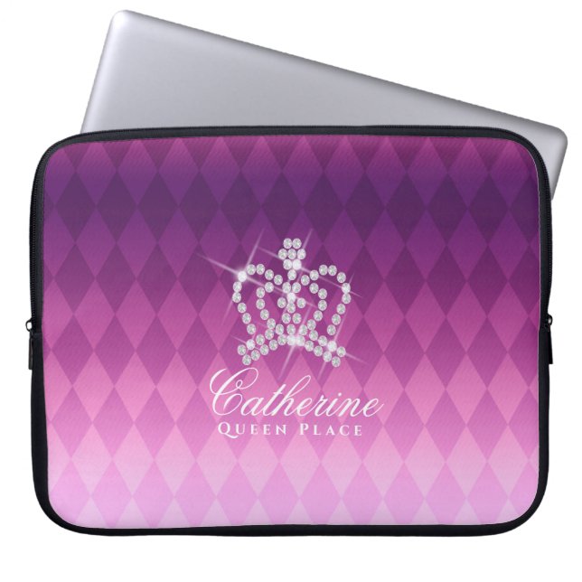 Glittering Crown Magenta Laptopschutzhülle (Vorderseite)