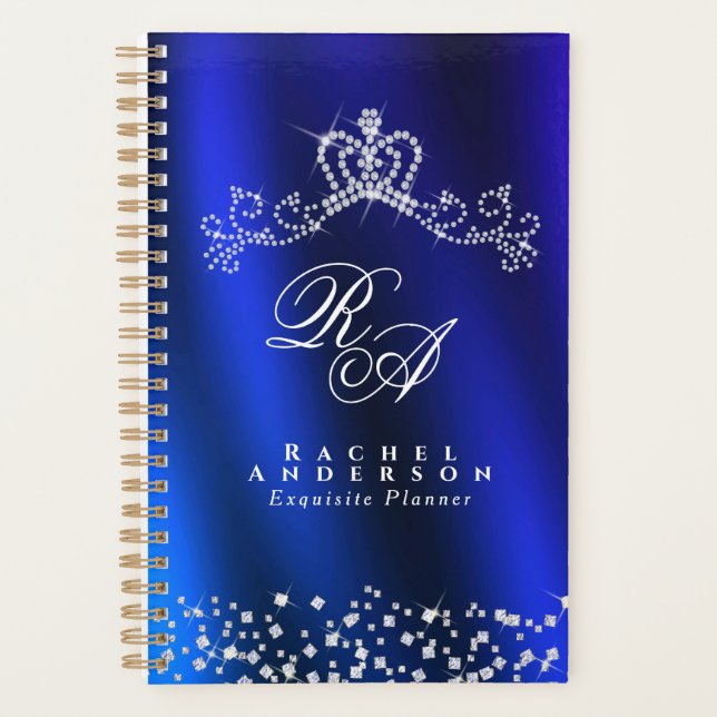 Glittering Crown Monogram Blue Planer (Vorderseite)