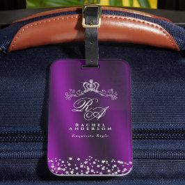 Glittering Crown Monogram Magenta Gepäckanhänger