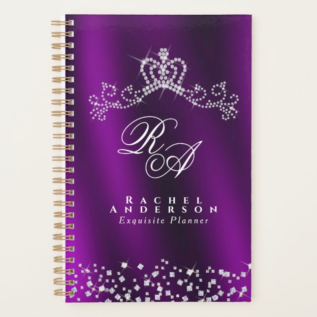 Glittering Crown Monogram Magenta Planer (Vorderseite)