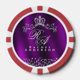 Glittering Crown Monogram Magenta Pokerchips