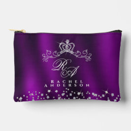 Glittering Crown Monogram Magenta Zubehörtasche