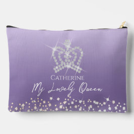 Glittering Crown Satin Lila Zubehörtasche