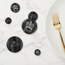 Glittering Crown Schwarz-weiß Table Confetti