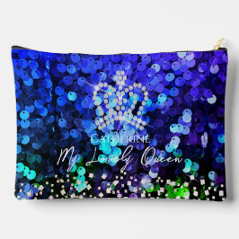 Glittering Crown Sequin Blue Zubehörtasche