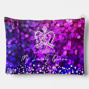 Glittering Crown Sequin Magenta Zubehörtasche