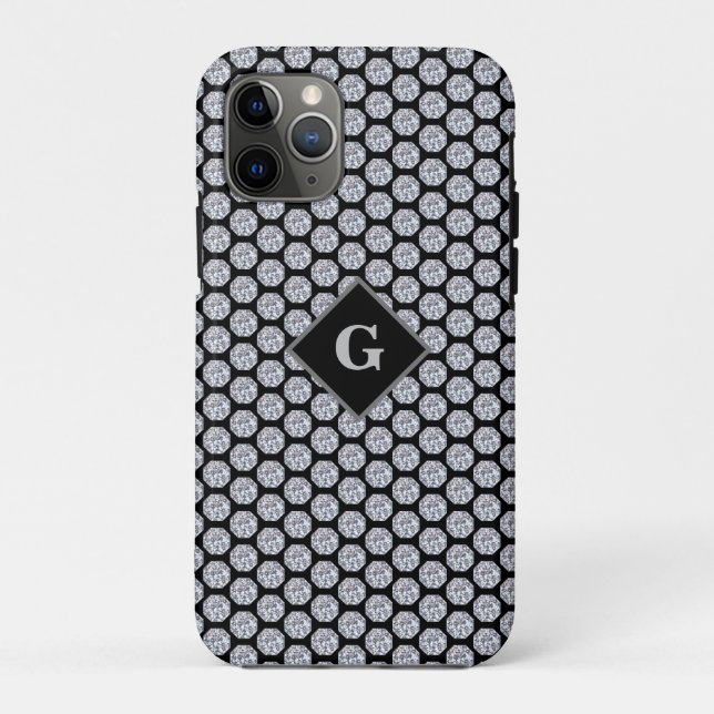 Glittering Diamond-Muster auf schwarz Personalisie Case-Mate iPhone Hülle (Rückseite)