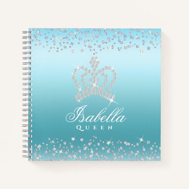 Glittering Glamour Crown Blue Notizbuch (Vorderseite)