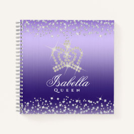 Glittering Glamour Crown Lila Notizbuch
