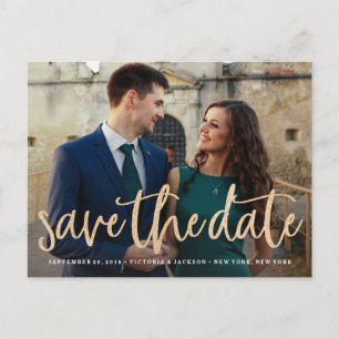 Glittering Gold Save the Date Postcard Ankündigungspostkarte