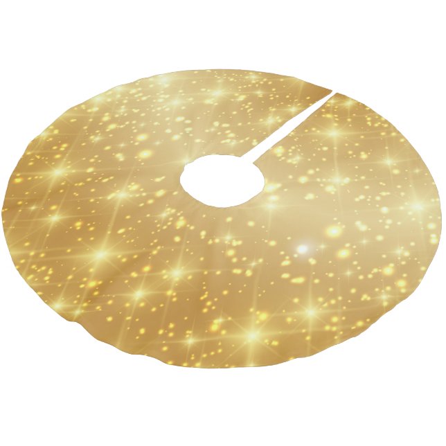 Glittering Golden Polyester Weihnachtsbaumdecke (Schrägansicht)