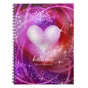 Glittering Heart Magenta Notizblock