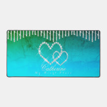 Glittering Hearts Aqua Desk