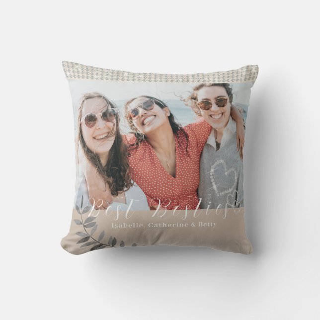 Glittering Hearts Besties Foto Kissen (Vorderseite)