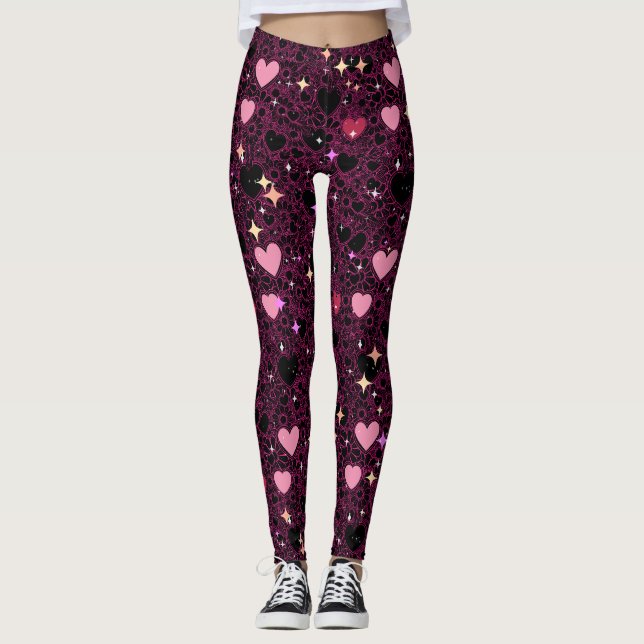 Glittering Hearts Pattern 01 Leggings (Vorderseite)