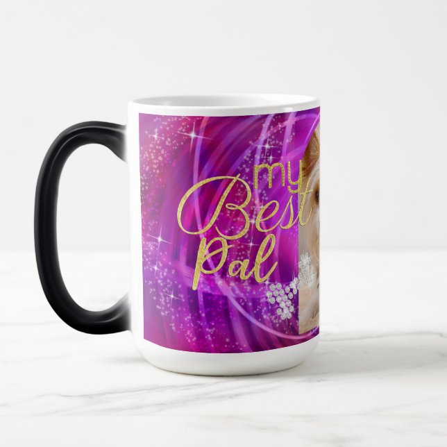 Glittering Hund Foto Mangenta Magie Tasse (Links)