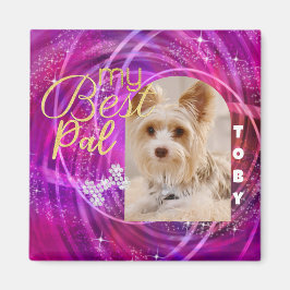 Glittering Pet Hund Foto Mangenta Magnet