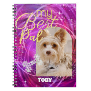 Glittering Pet Hund Foto Mangenta Notizblock