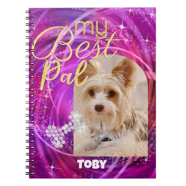 Glittering Pet Hund Foto Mangenta Notizblock (Vorderseite)
