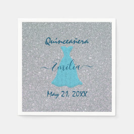 Glittering Quinceanera-Gedenken Serviette