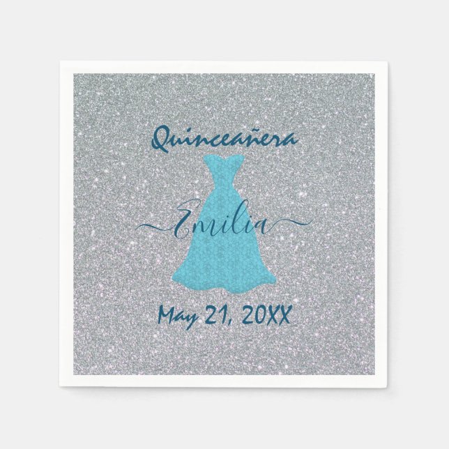 Glittering Quinceanera-Gedenken Serviette (Vorderseite)