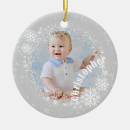 Glittering Schneeflocken Grau Runde Ornament