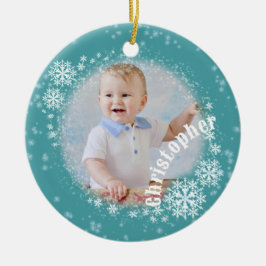 Glittering Schneeflocken Keramik Ornament