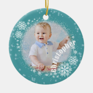 Glittering Schneeflocken Keramik Ornament