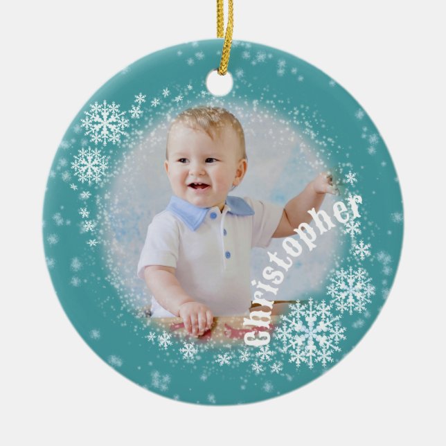 Glittering Schneeflocken Keramik Ornament (Vorne)