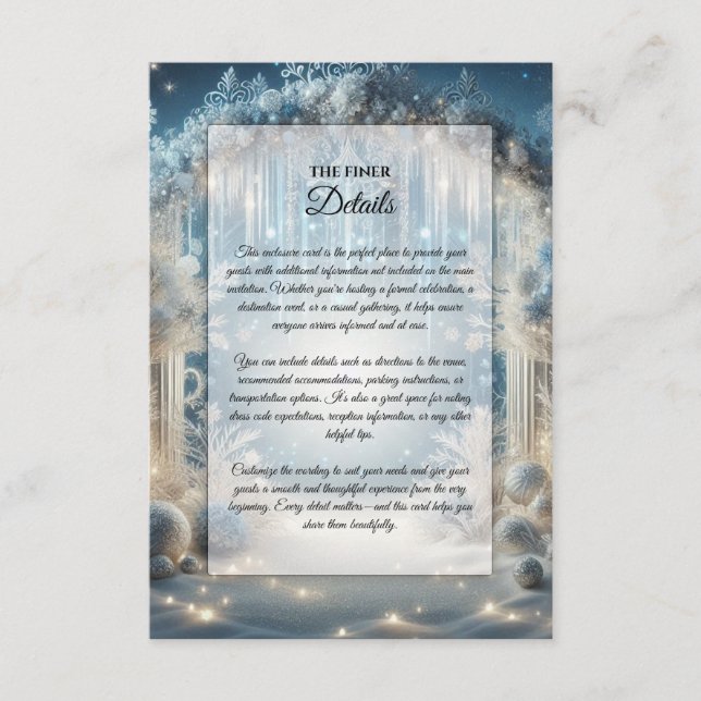 Glittering Snowy Forest Wedding Begleitkarte (Vorderseite)