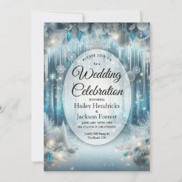 Glittering Snowy Forest Wedding Einladung