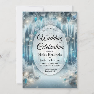 Glittering Snowy Forest Wedding Einladung
