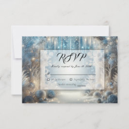 Glittering Snowy Forest Wedding RSVP Karte