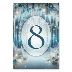 Glittering Snowy Forest Wedding Tischnummer