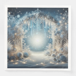 Glittering Snowy Forest Weddinner Napkins Serviette