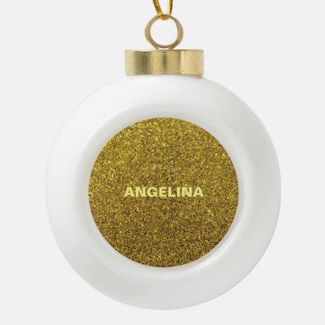 Glitterium gold elegant keramik Kugel-Ornament (Vorderseite)