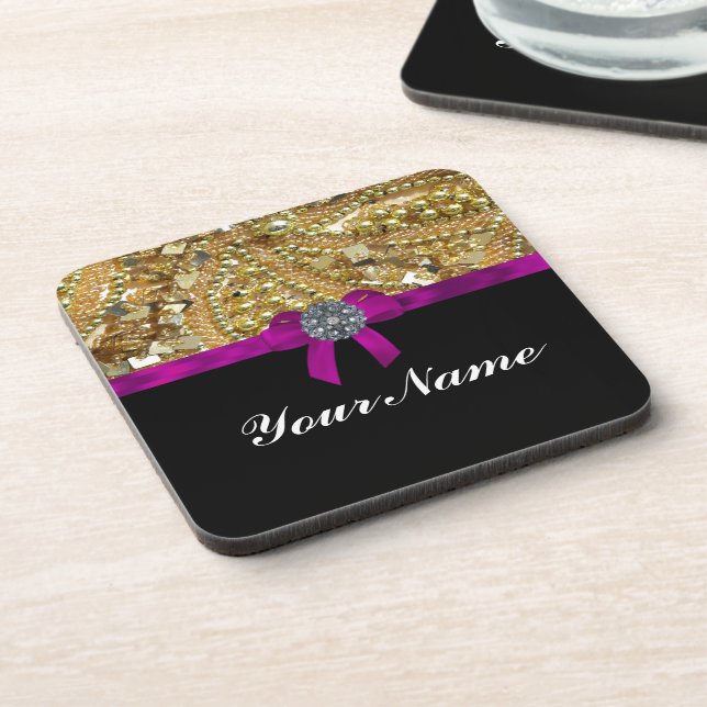 Glitterium gold & schwarz untersetzer (Linke Seite)