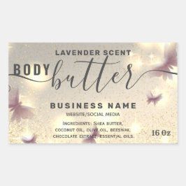 Glitterium-Schmetterling-Skript-Butterlabel Rechteckiger Aufkleber