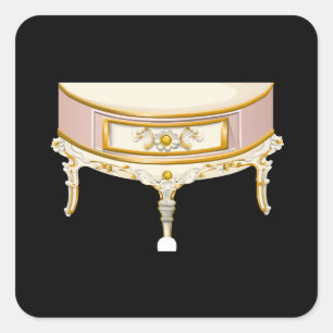 Glittermöbel mit seitlichem Barocktisch rosa Quadratischer Aufkleber