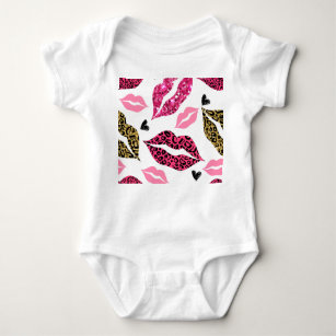 Glitternde Lippen: Leopard-Modedesign Baby Strampler