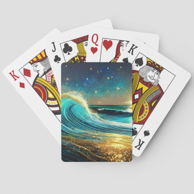 Glitternde unterschiedliche Ozeanwellen Spielkarten (Rückseite)