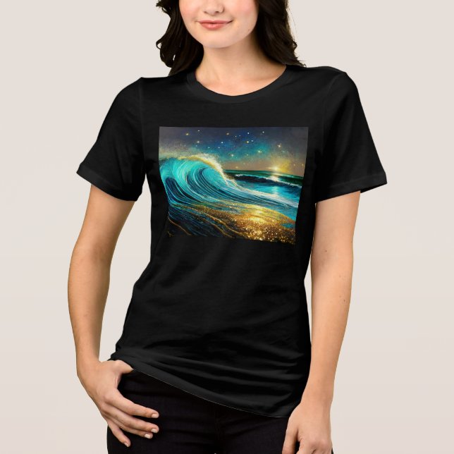 Glitternde unterschiedliche Ozeanwellen Tri-Blend Shirt (Vorderseite)
