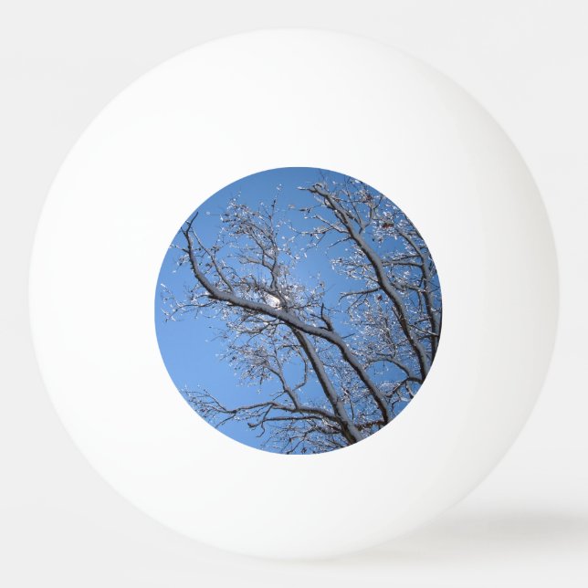 Glitternder Eisschnee bedeckte Bäume Tischtennisball (Vorderseite)