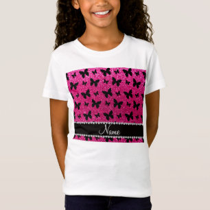 Glitterneonschmetterlinge des heißen Rosas des T-Shirt