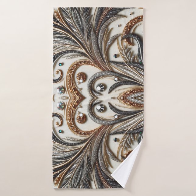 Glitternes Blumenmuster mit Edelstein Badhandtuch Set (Badehandtuch)