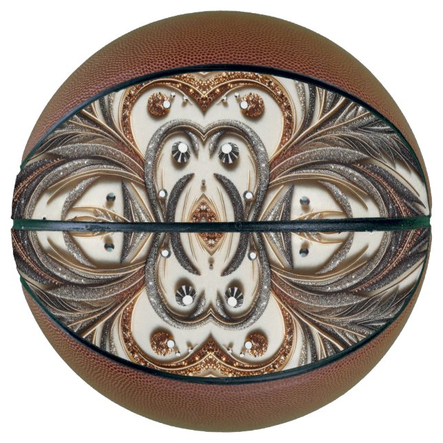 Glitternes Blumenmuster mit Edelstein Basketball (Vorderseite)