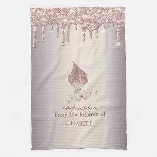Glitterquaste Rose Gold Glittertropfen Bäckerei    Geschirrtuch