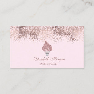 Glitterquaste Rose Gold Tropfen Bäckerei Pink Visitenkarte