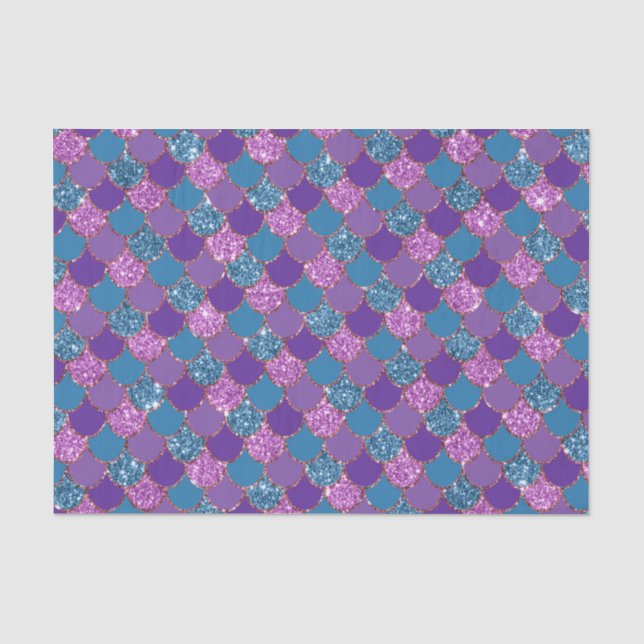 Glitterrosa lila und blaue Meerjungwaagen Seidenpapier (Vorderseite)