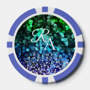 Glittersequenz in Monogramm Pokerchips